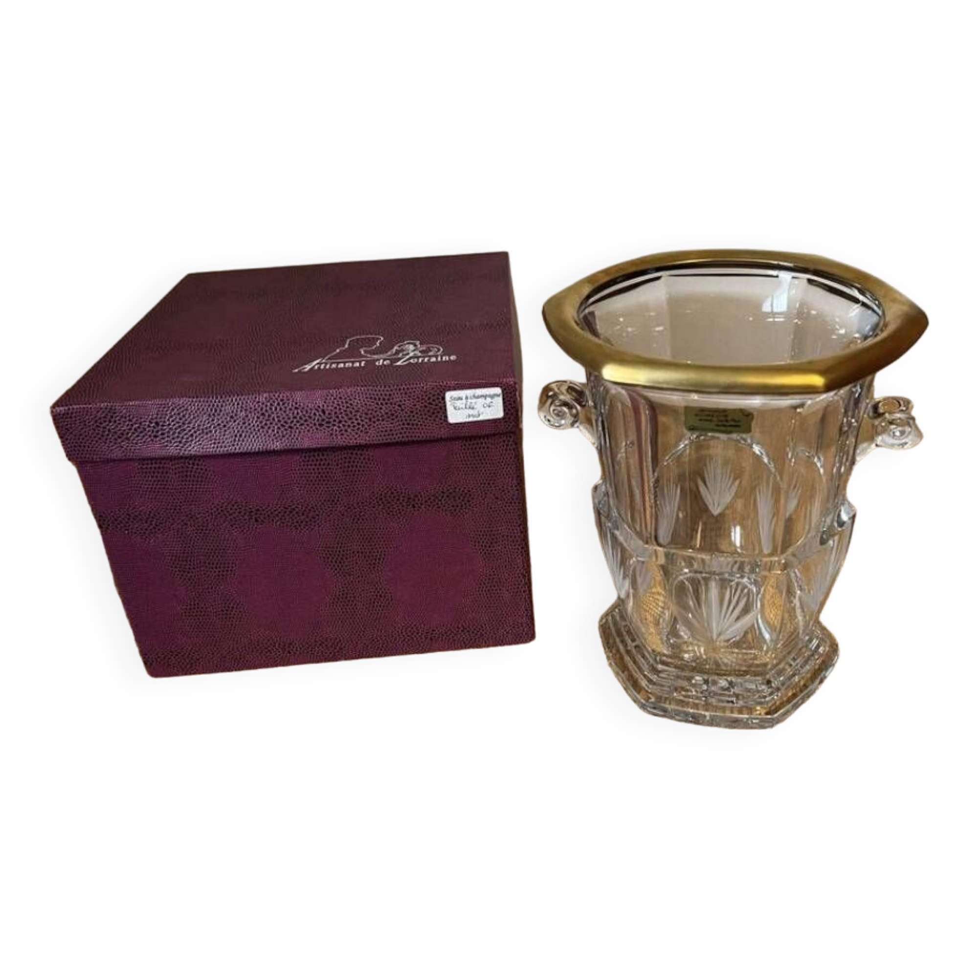 Lorraine crystal champagne bucket with 24 carat gold coating