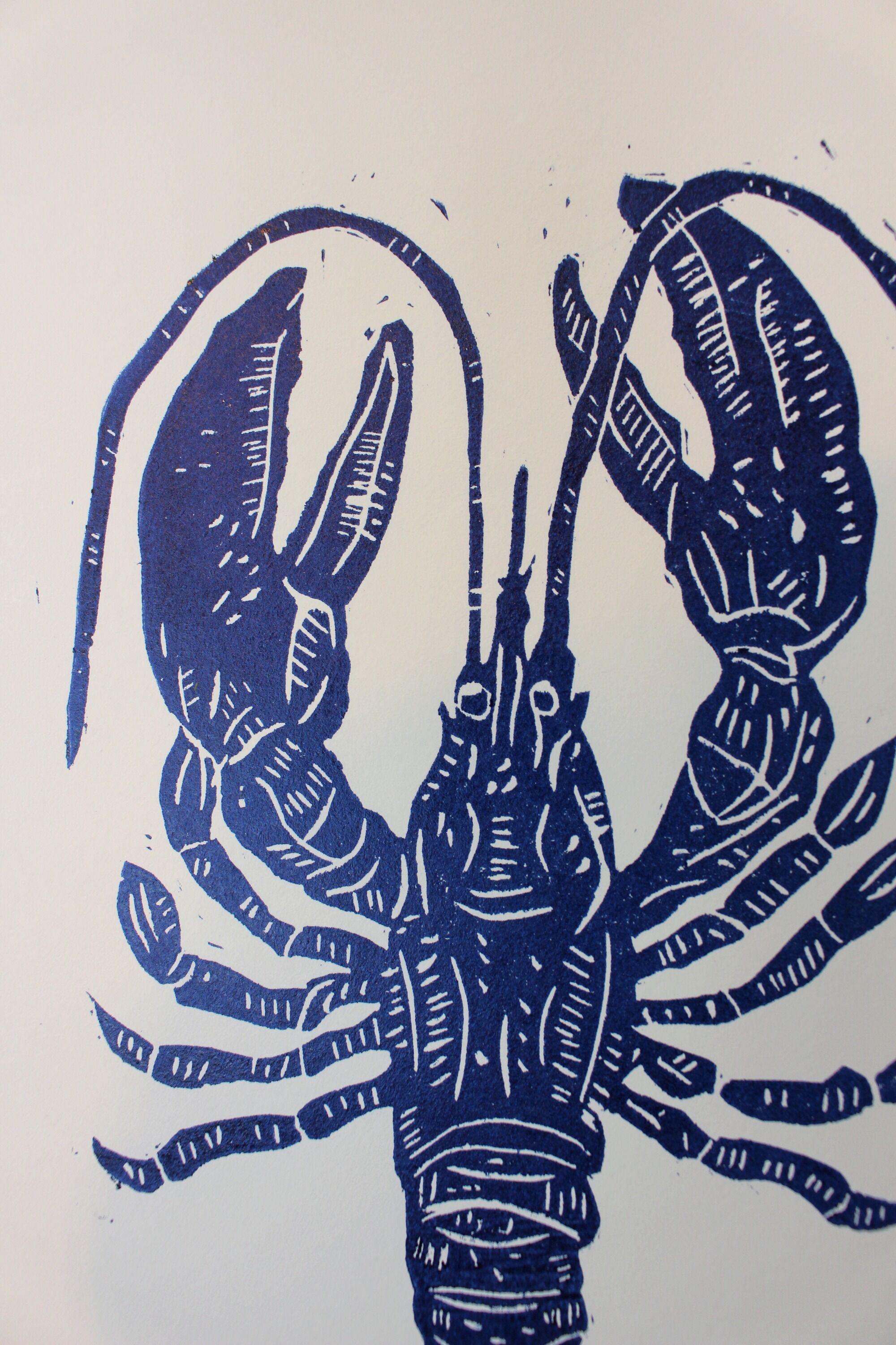 BLUE LOBSTER LINOGRAVURE