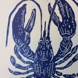 Homard bleu linogravure