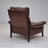 1970s, Danish armchair, original condition, furniture leather, dark oak wood.