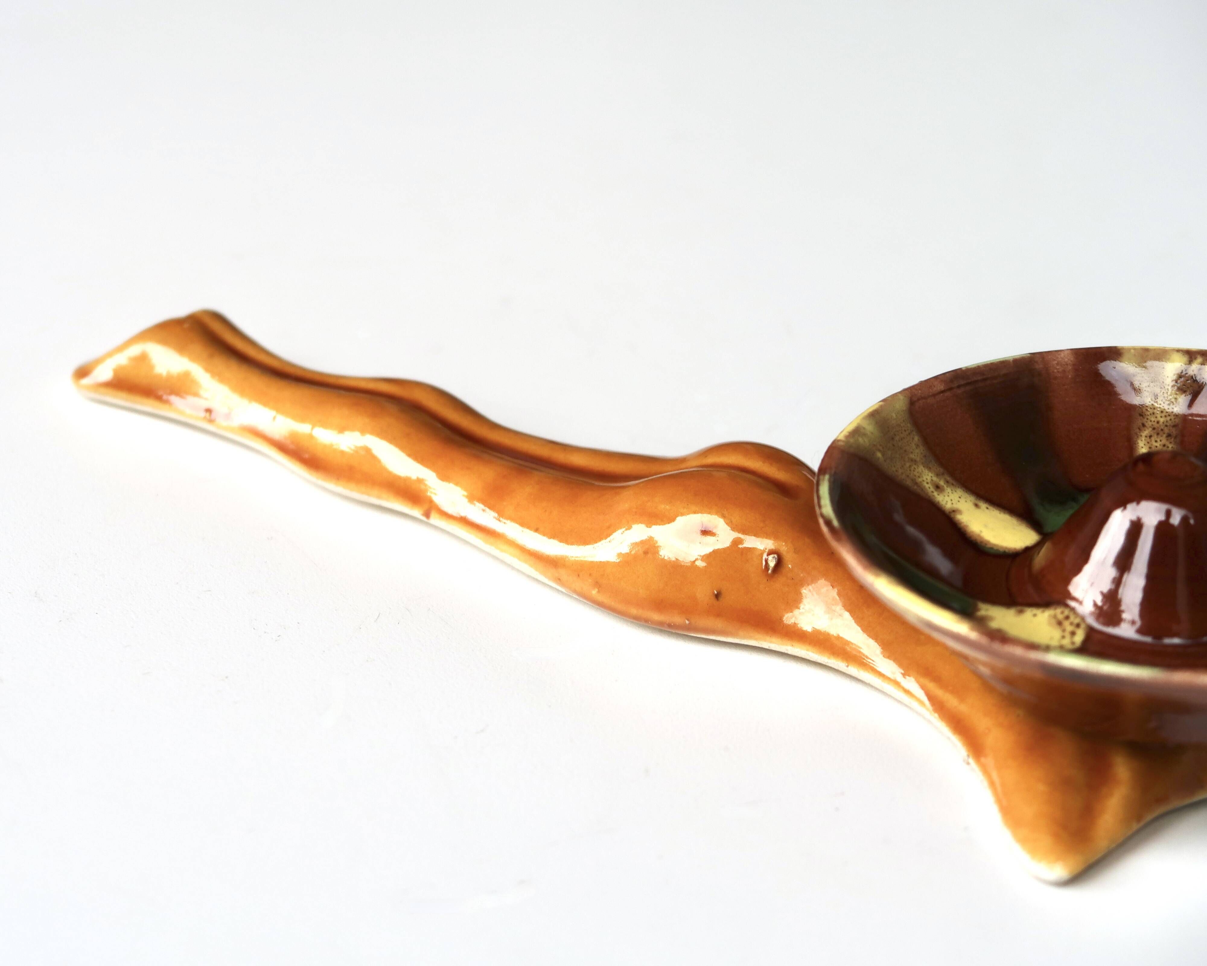 Ceramic ashtray, Pin-up under a sombrero, Vallauris 1970s