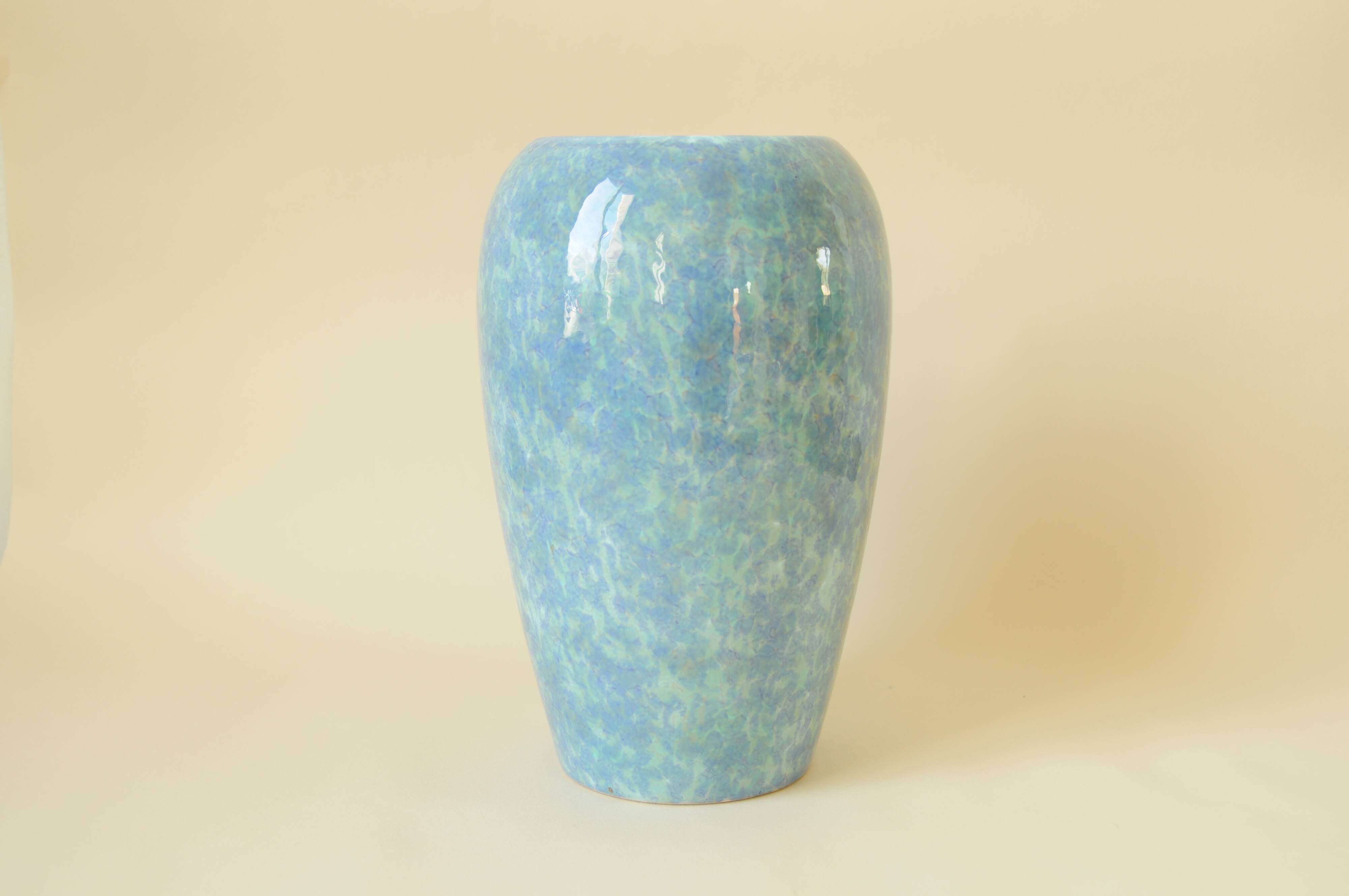 Iridescent Blue Ceramic Vase