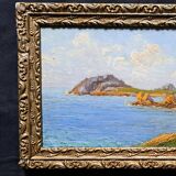 Post-Impressionist painting by Louis VALLET, oil on cardboard, Norman seascape.