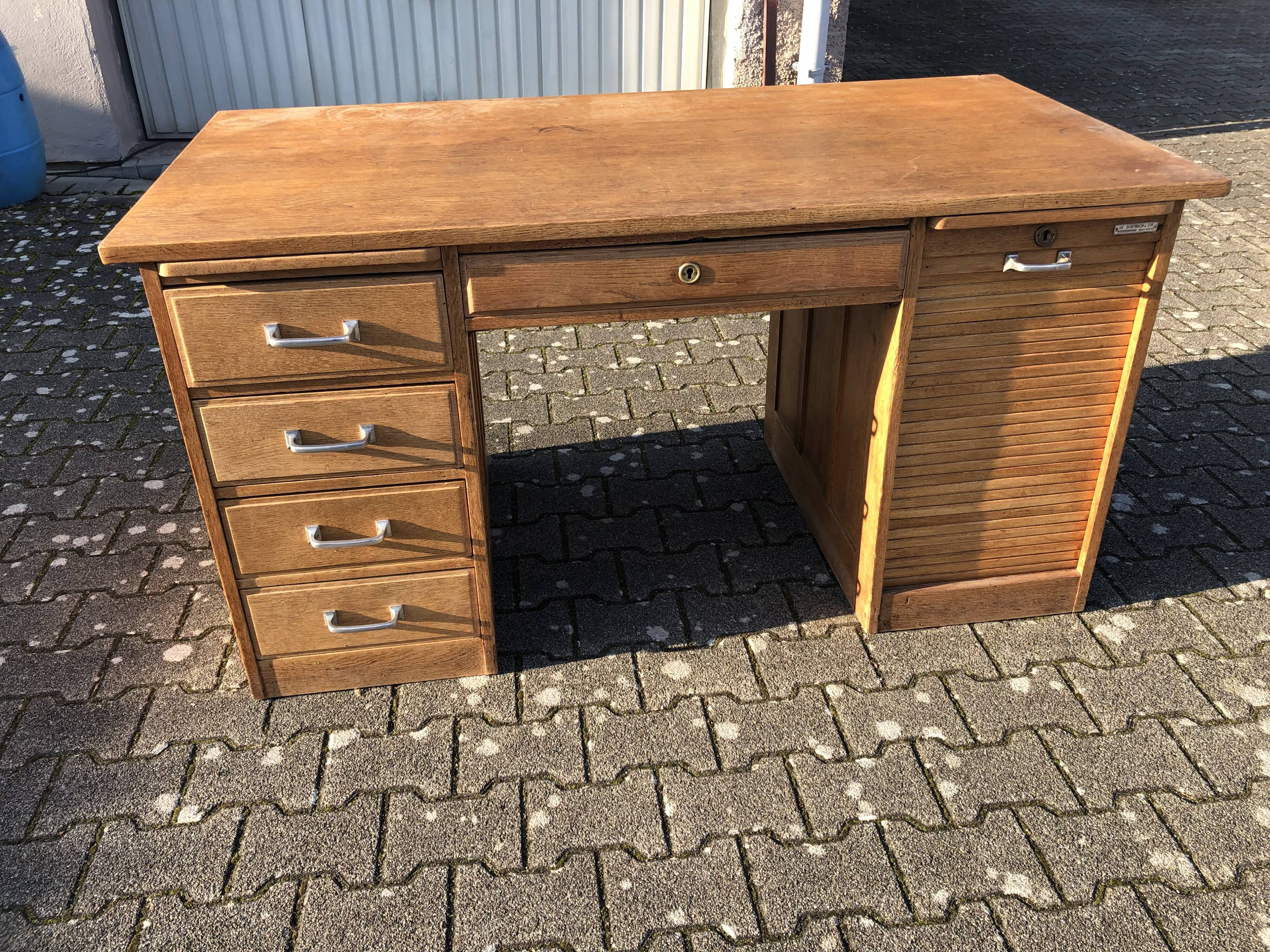 Solid oak office two caissons