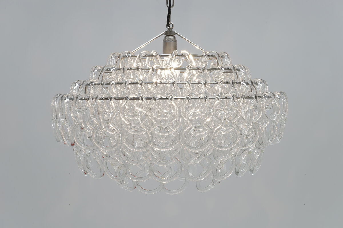 Hanging lamp Mangiarotti model "Giogali" in Murano glass edited by Vistosi