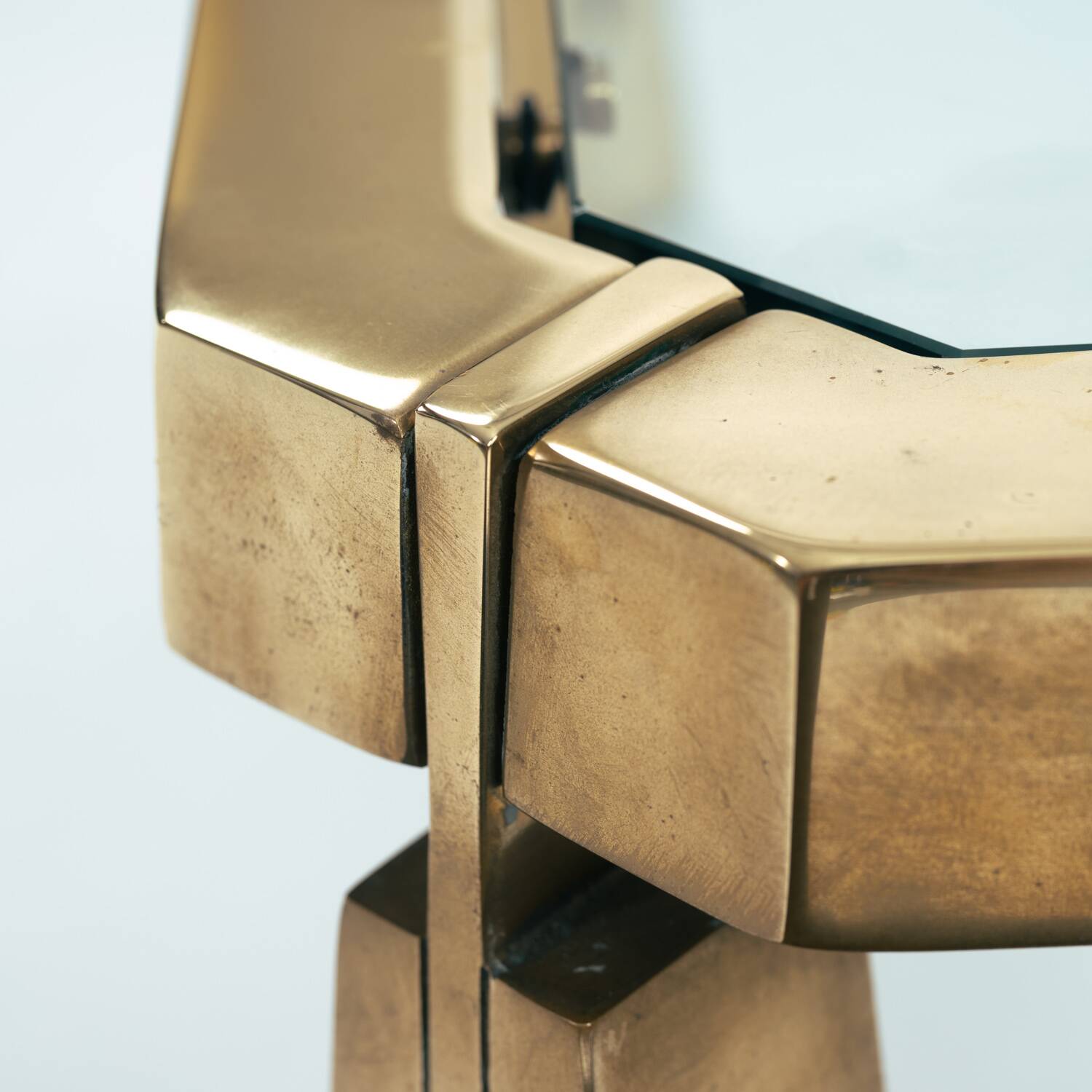 Peter Ghyczy brass and glass coffee table, Netherlands, 1980s