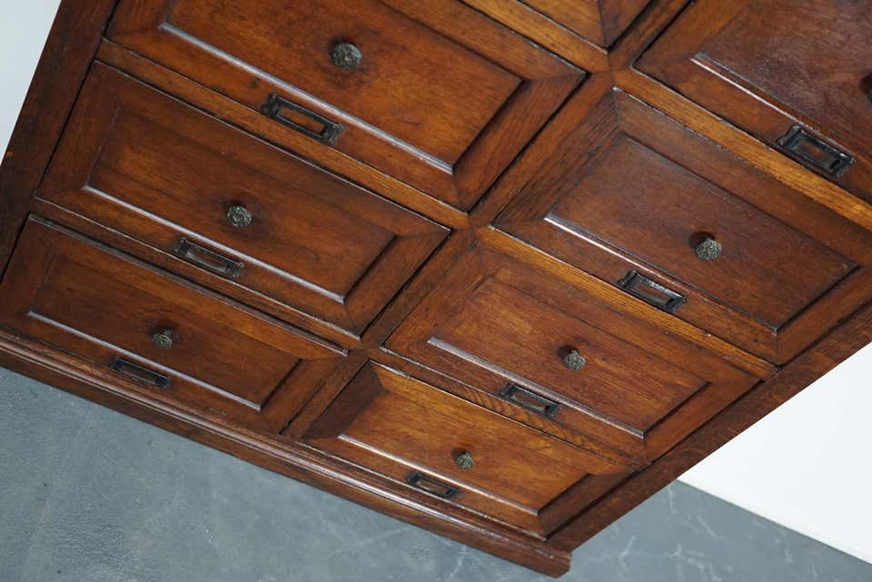 1870s oak apothecary cabinet