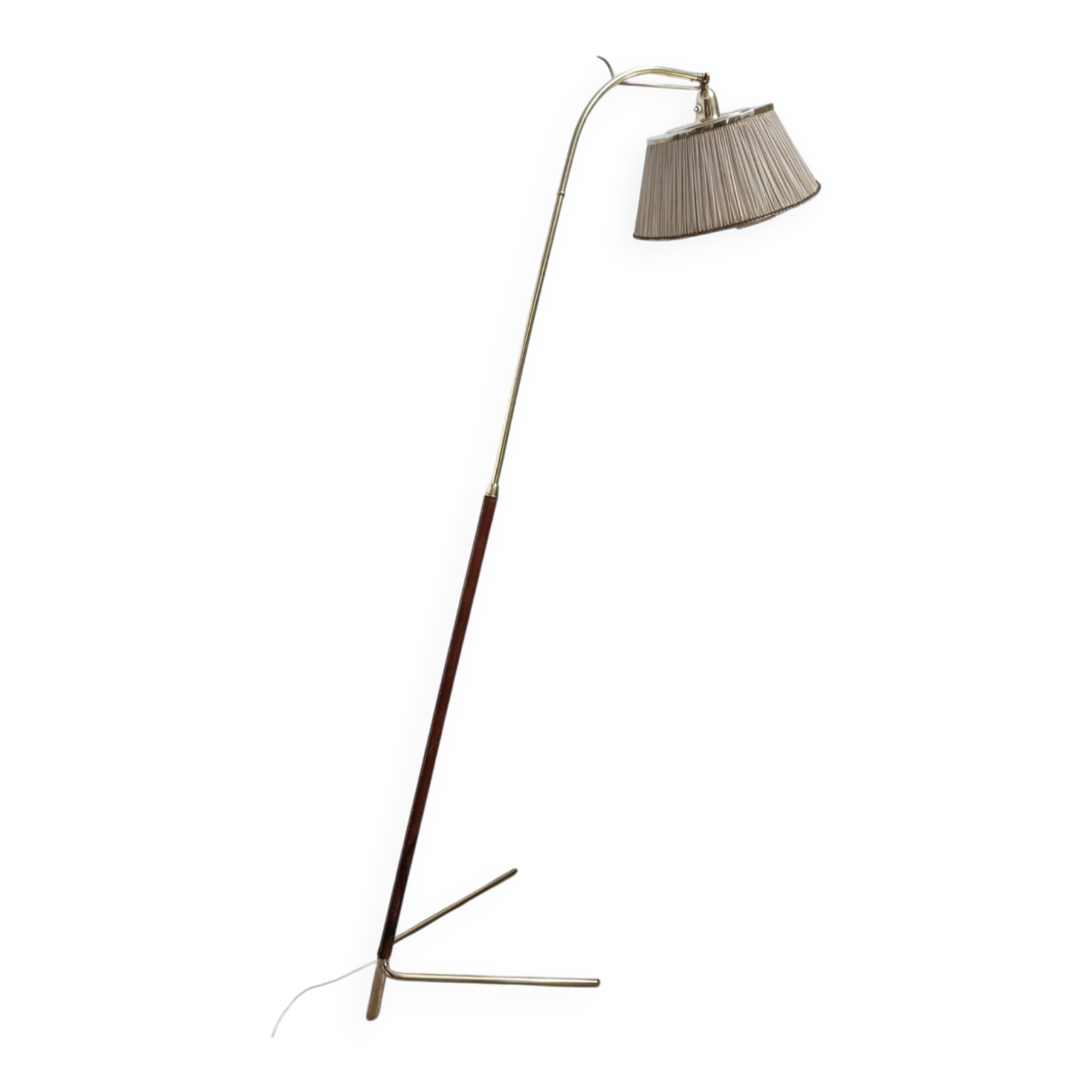 Leather-covered floor lamp by FJB Corsini for Metalarte 1950s