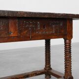 Spanish Oak Side Table or Console, 17th Century