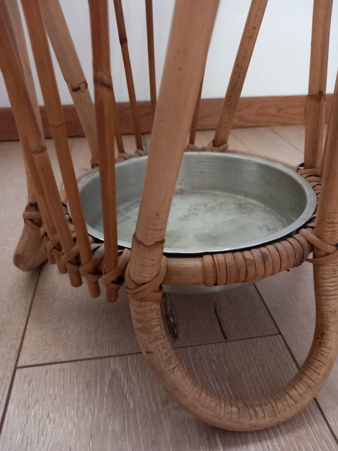 Vintage wicker umbrella stand