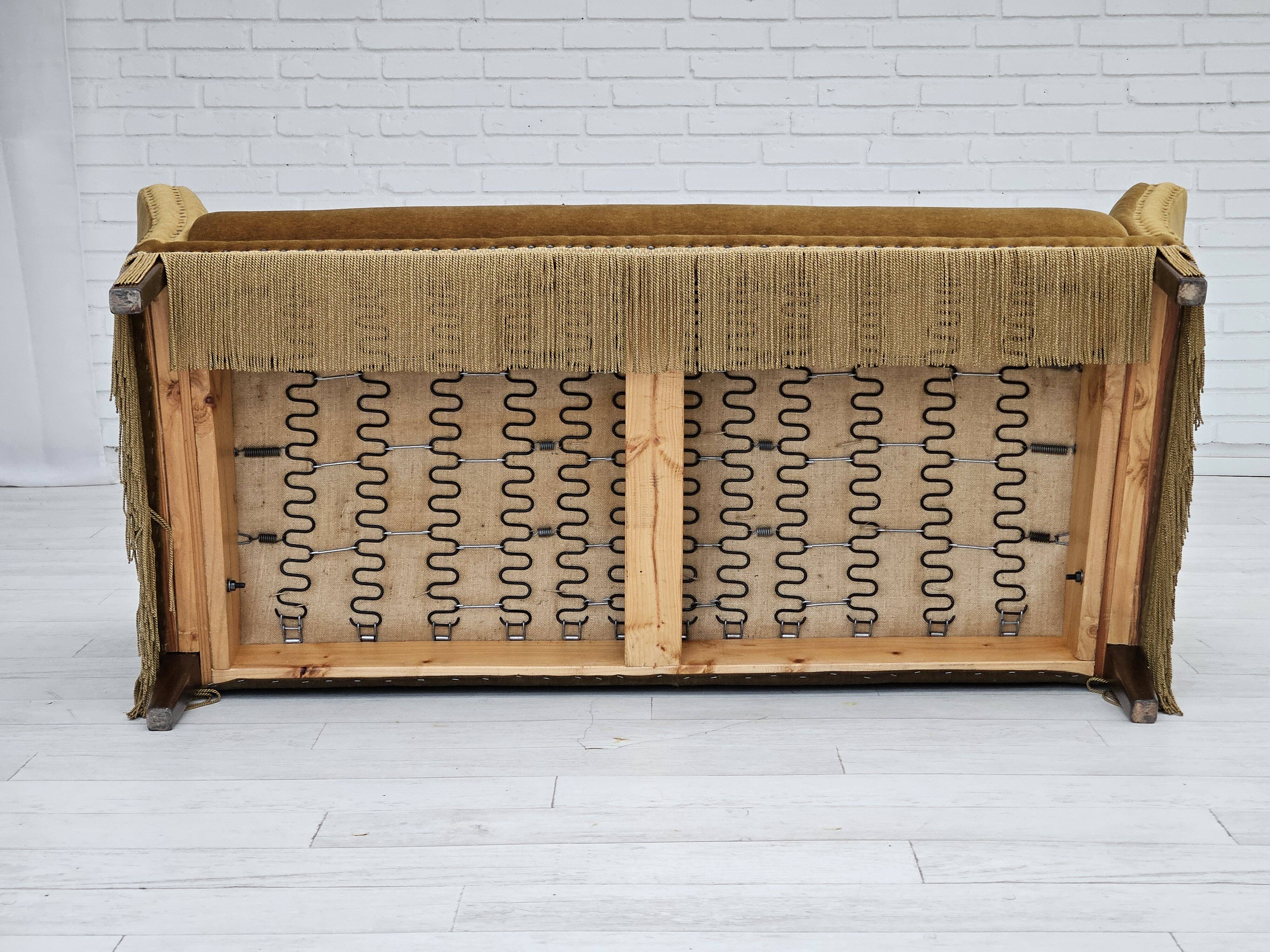 1960s, Danish 2 seater sofa, furniture velour, original condition.