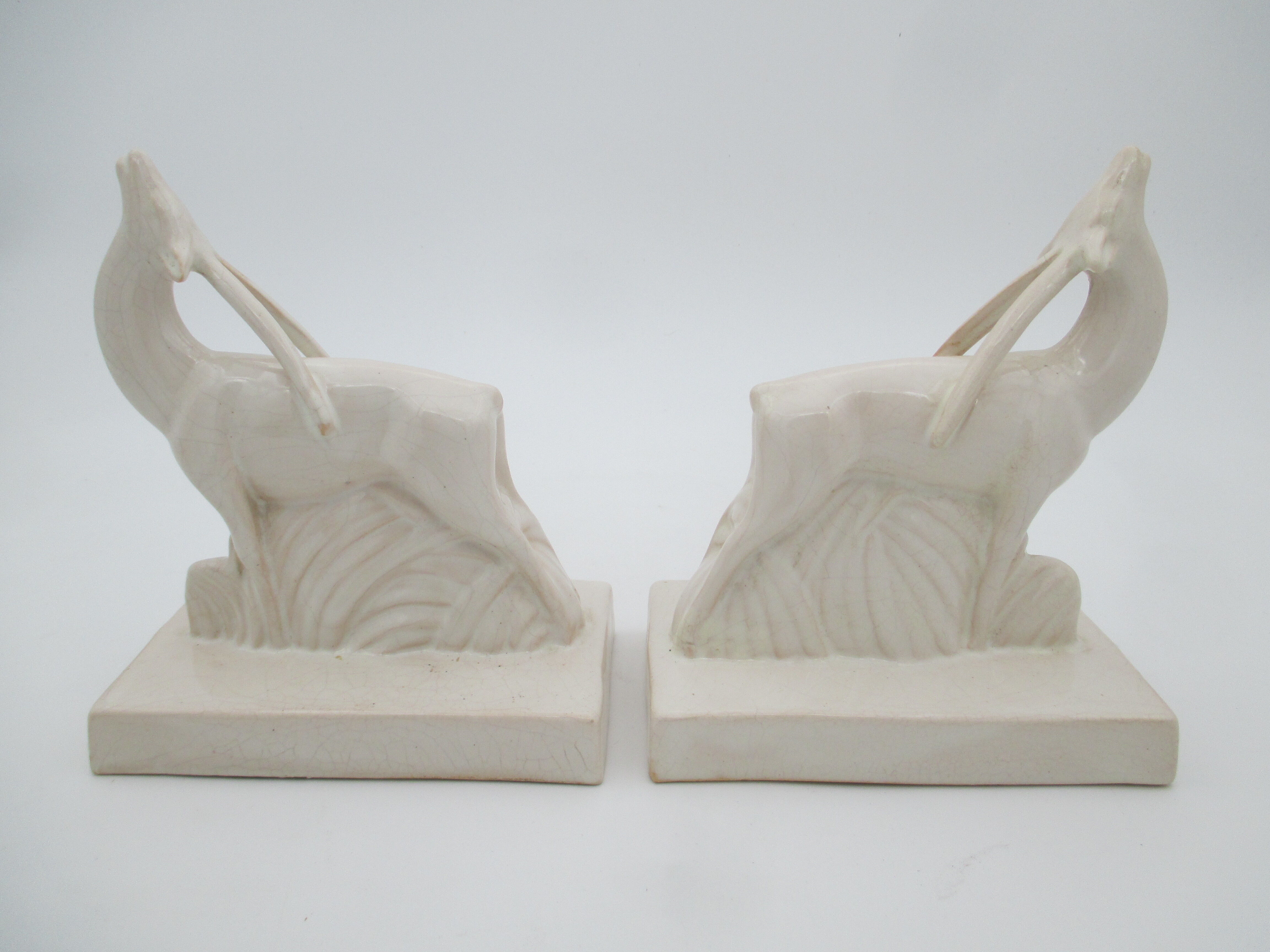 Greenhouse books ceramic cracked Antilopes signed Henri Delcourt art deco