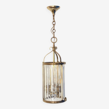Ancienne lanterne en laiton et cristal vintage décoration luminaire lustre LAMP-7125