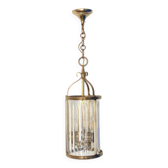 Ancienne lanterne en laiton et cristal vintage décoration luminaire lustre LAMP-7125