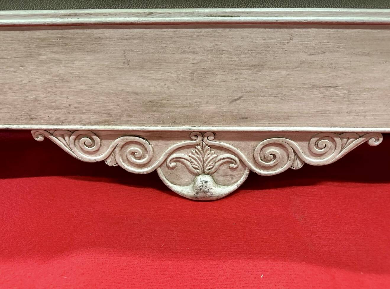 Antique banquette covered in faux shagreen.