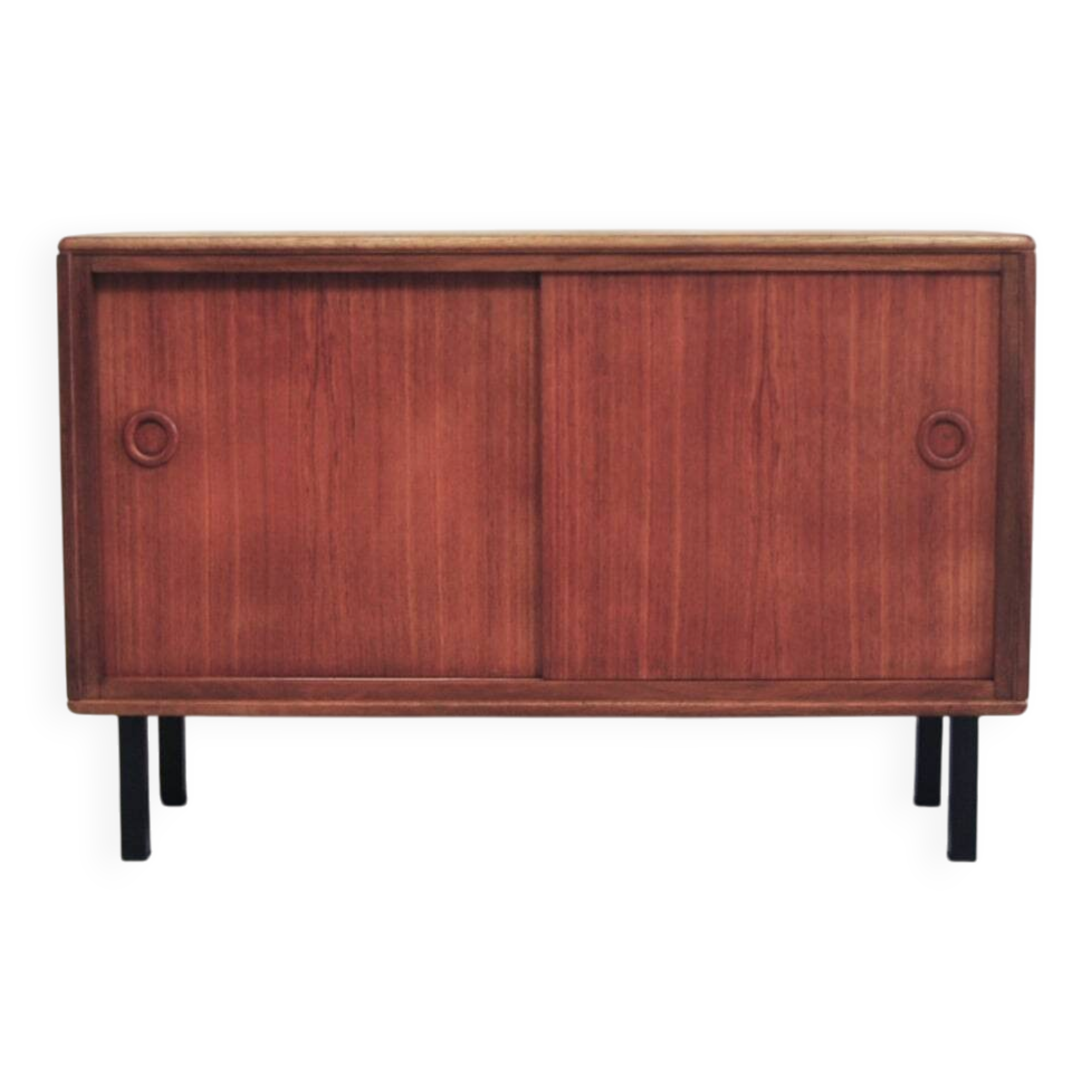 Cabinet en teck vintage avec portes coulissantes