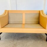VINTAGE DANISH RETRO SKIPPER 2 PERSON SOFA IN BUTTERMILK LEATHER