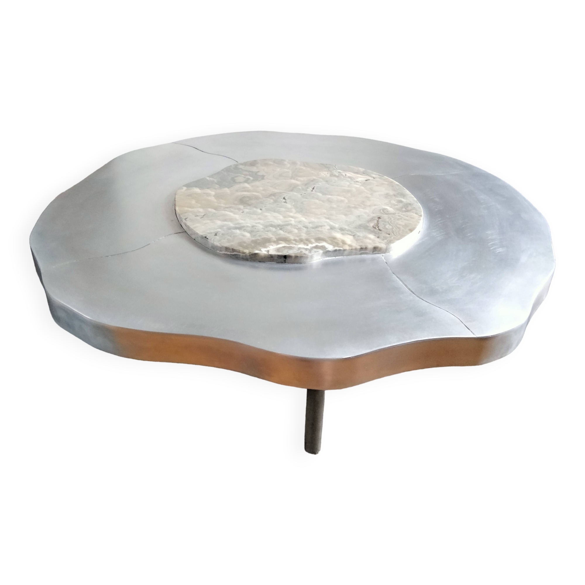 Onyx and aluminum coffee table