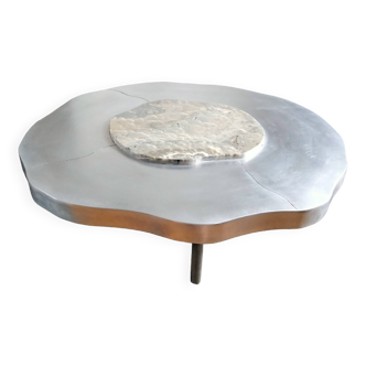 Onyx and aluminum coffee table