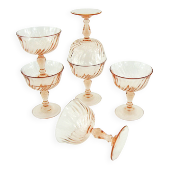 6 Rosaline Luminarc Arcoroc champagne glasses - vintage 80s