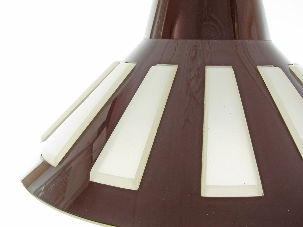 Vintage 1970s Space Age UFO Pendant Lamp | Brown White