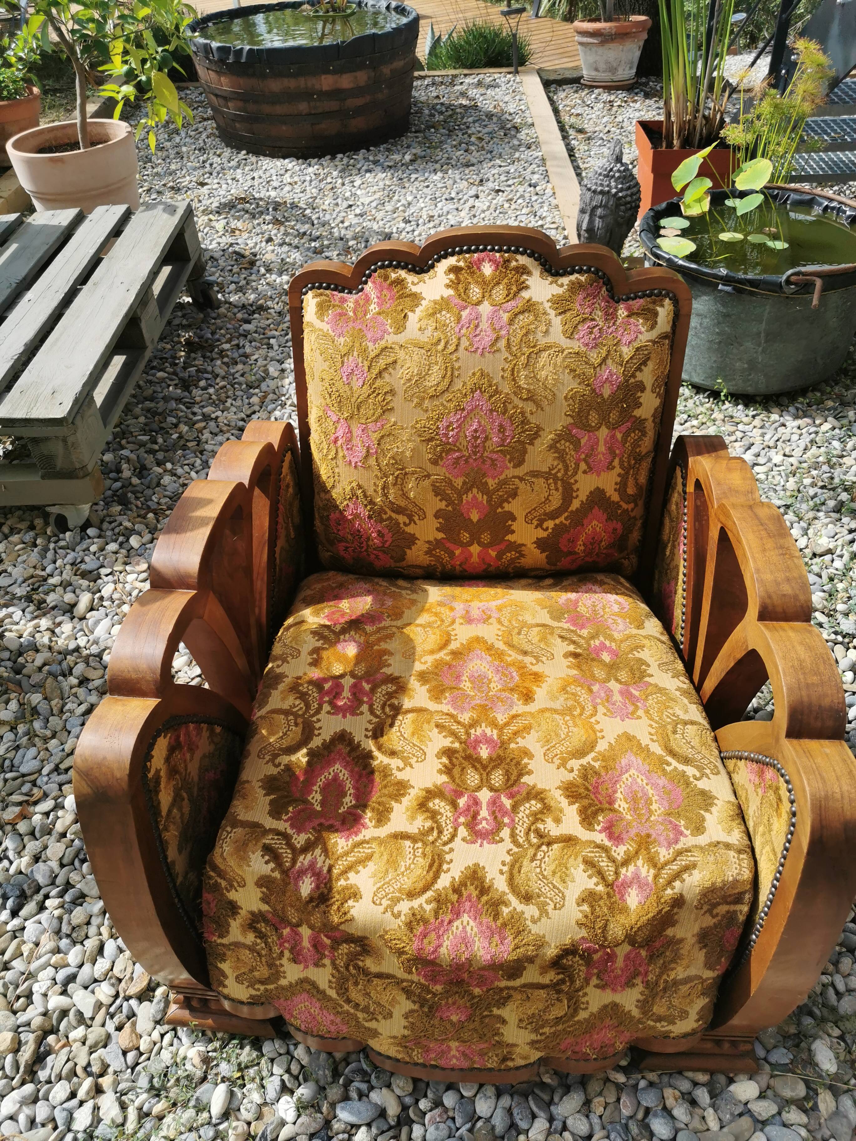 Art Deco armchair solid walnut