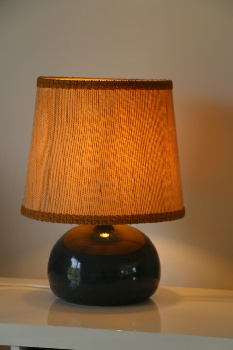 Blue ceramic lamp with lampshade