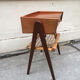 Chevet sellette bois et rotin 1950