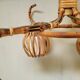 Vintage rattan chandelier 60s 4 branches