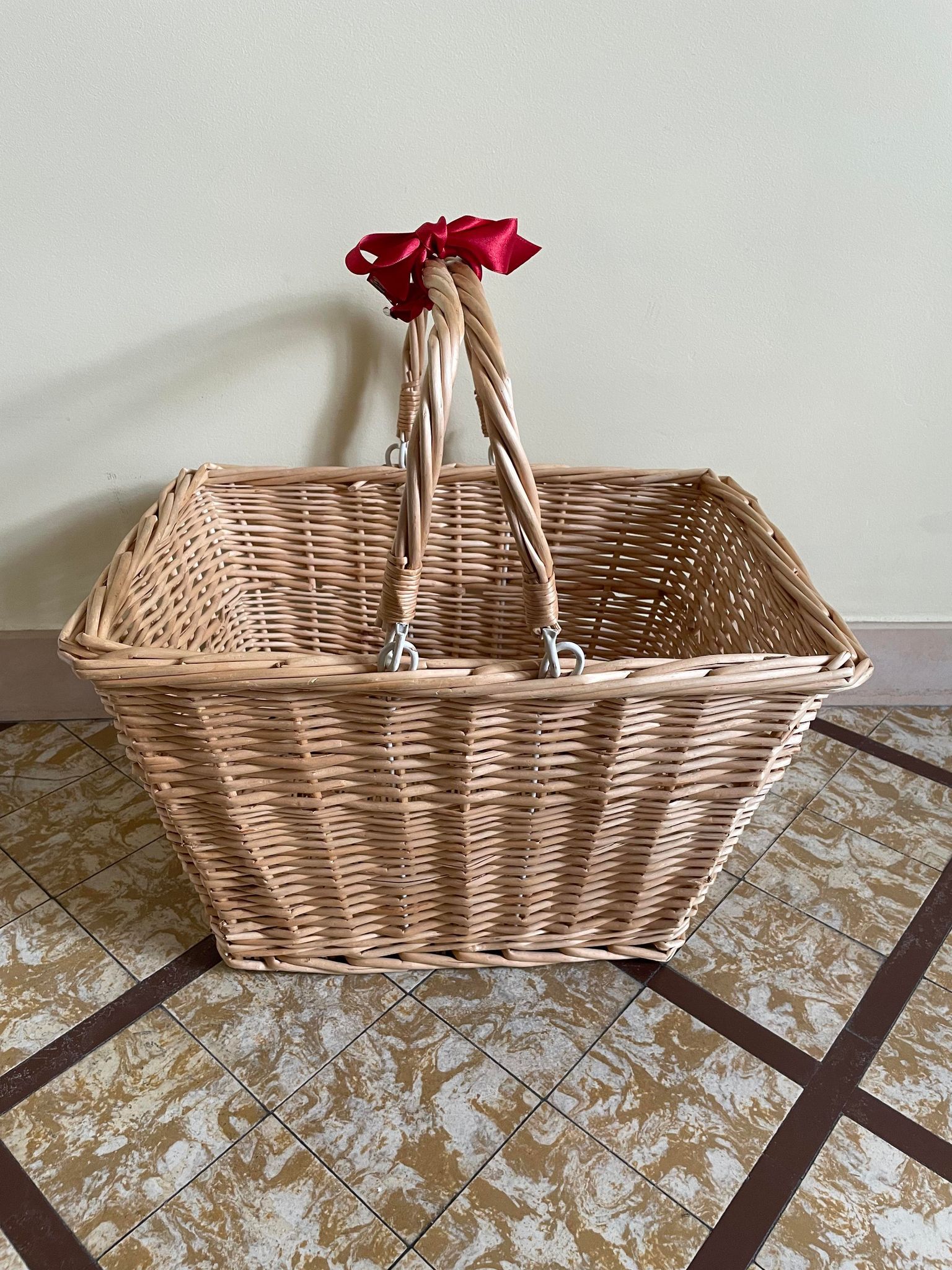 Light beige wicker basket