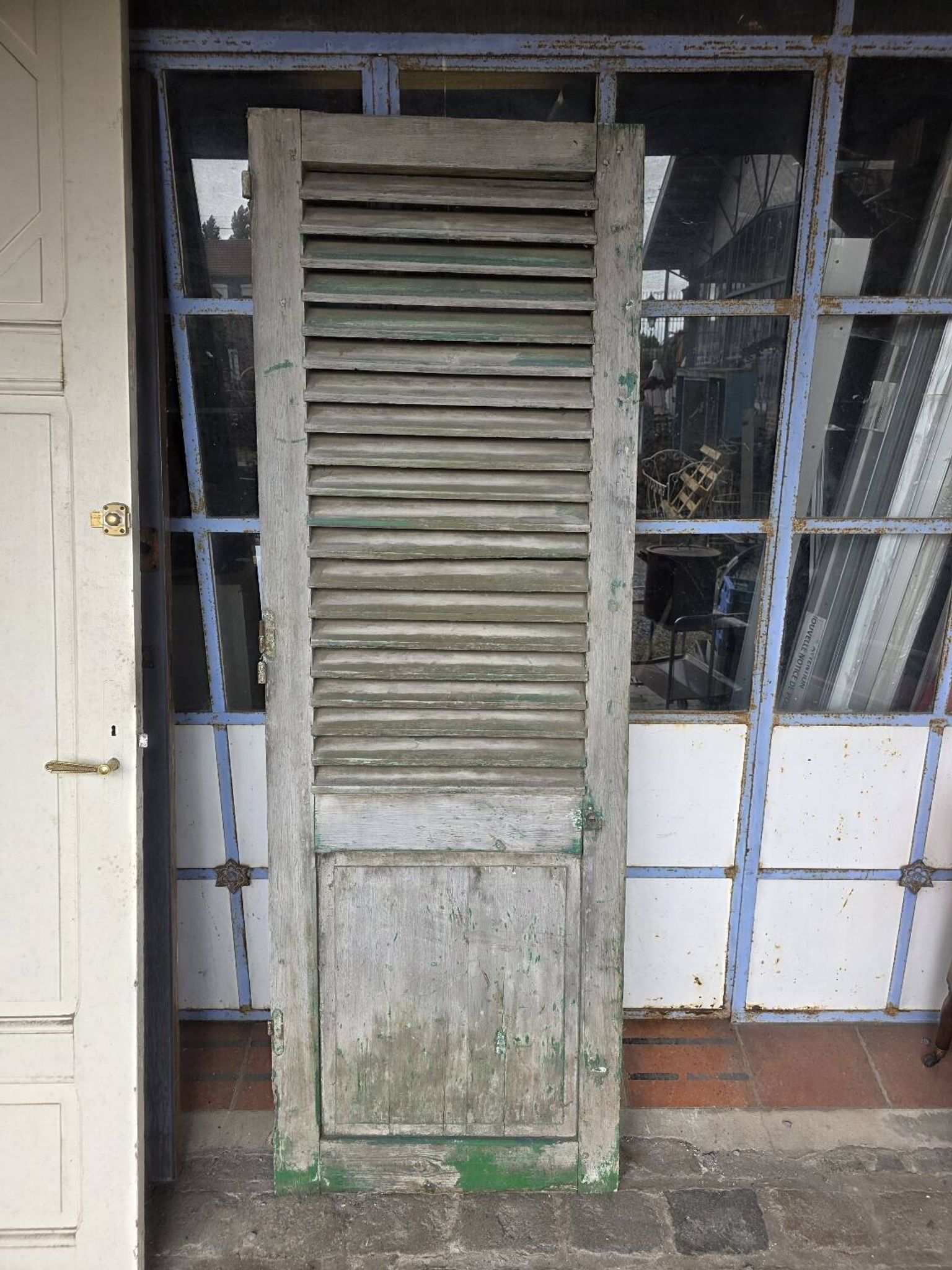 Old fir shuttered door
