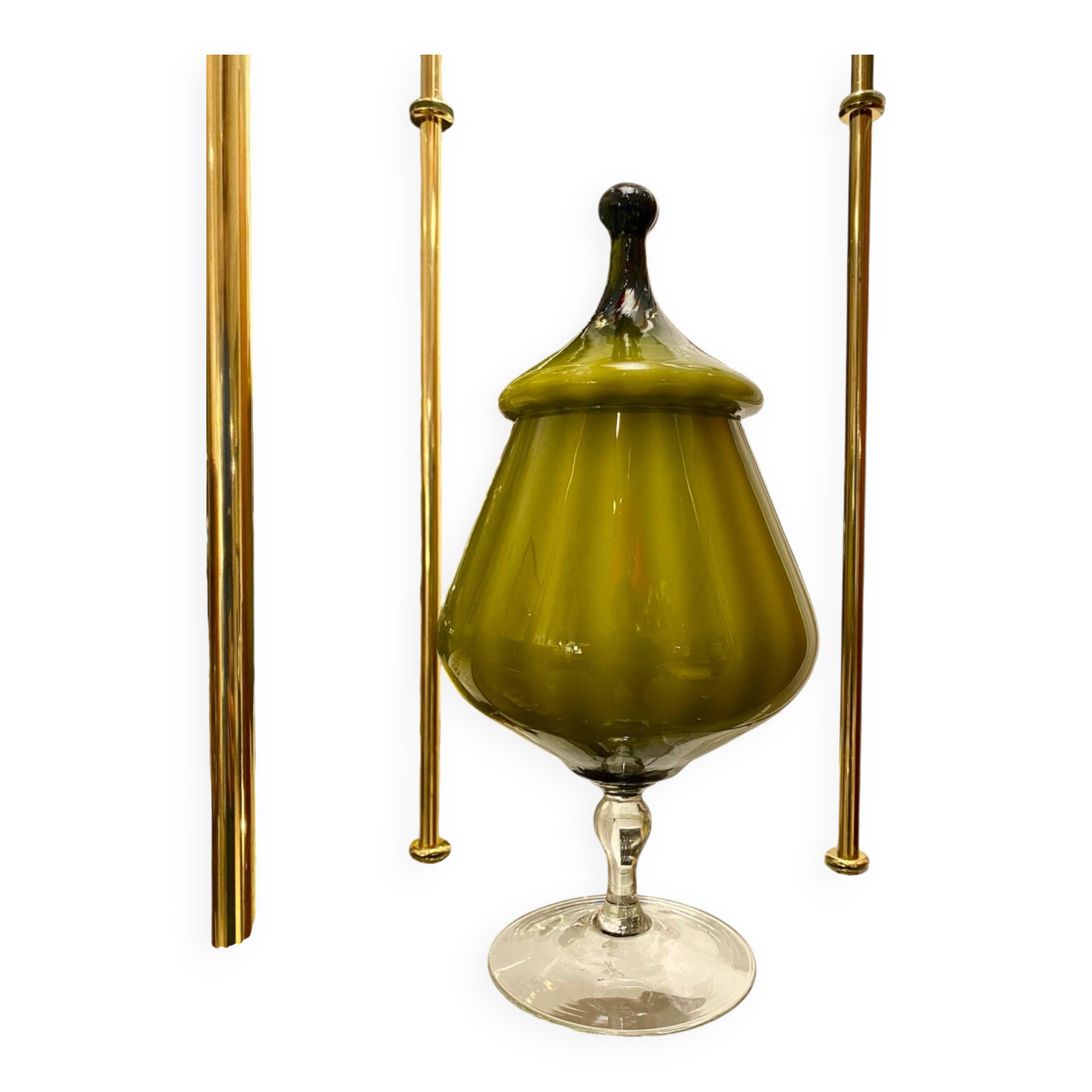 Empoli opaline glass candy box 1960