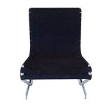 Scandinavian mid-century armchair in chrome and plaiting