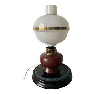Lampe vintage verre et opaline rétro année 1960