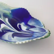 Vintage Leaf Design Glass Tray from Marinha Grande, 1960s
