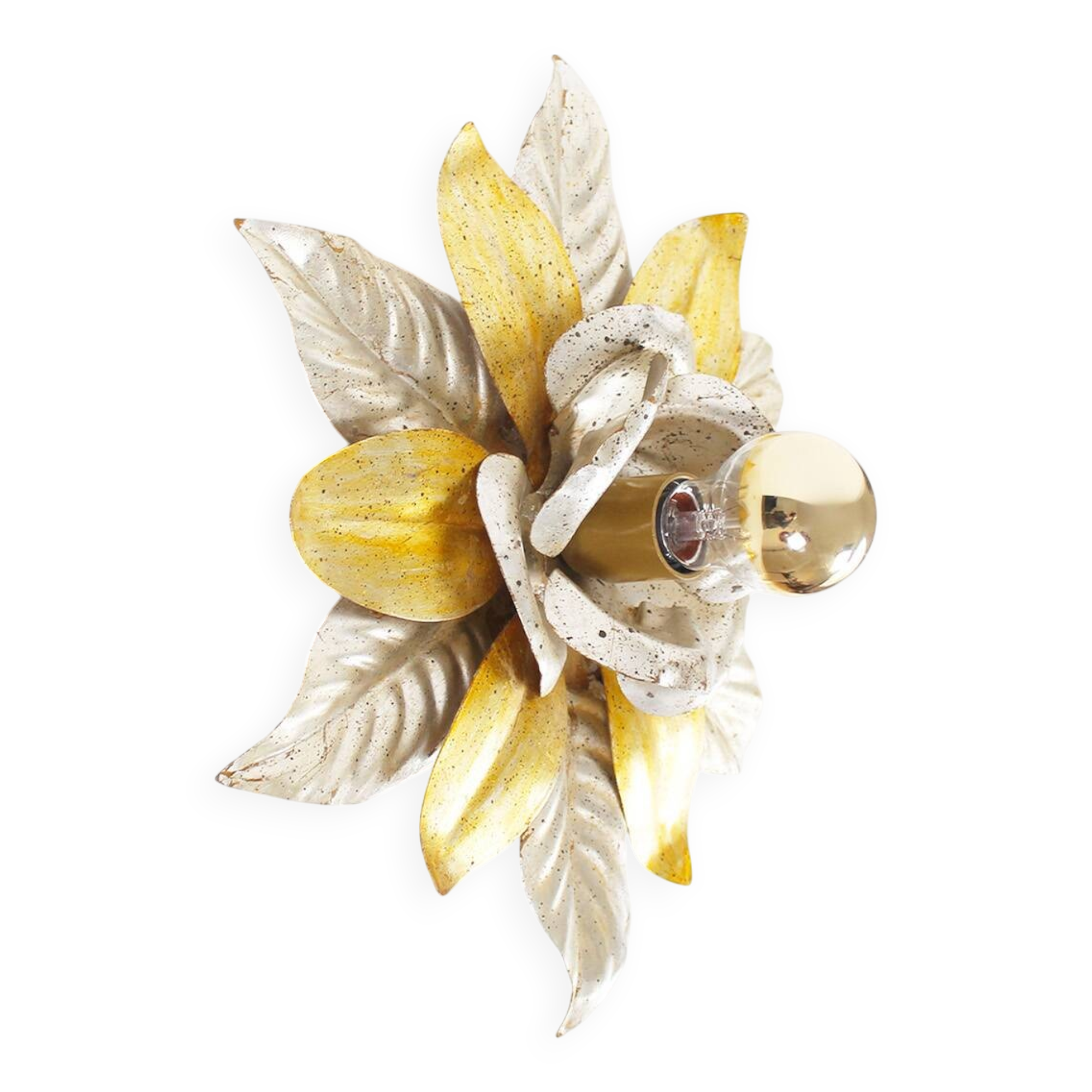 Wonderful gilded florentine flush mount lights, Italy 1970's