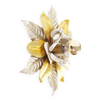 Wonderful gilded florentine flush mount lights, Italy 1970's