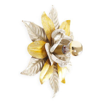 Wonderful gilded florentine flush mount lights, Italy 1970's