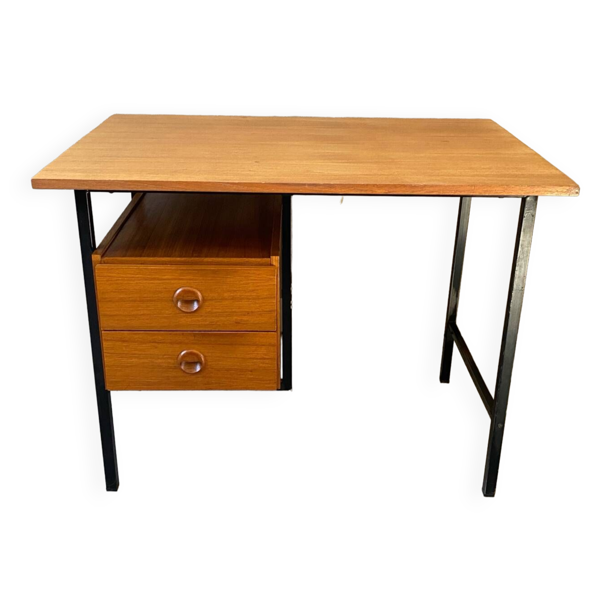 Vintage wood and metal desk from the 60s