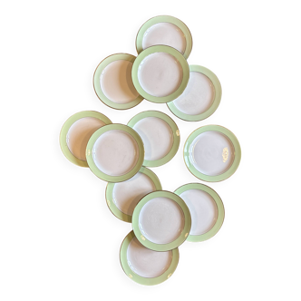 Set of 12 mint and gold dessert plates - L'amandinoise