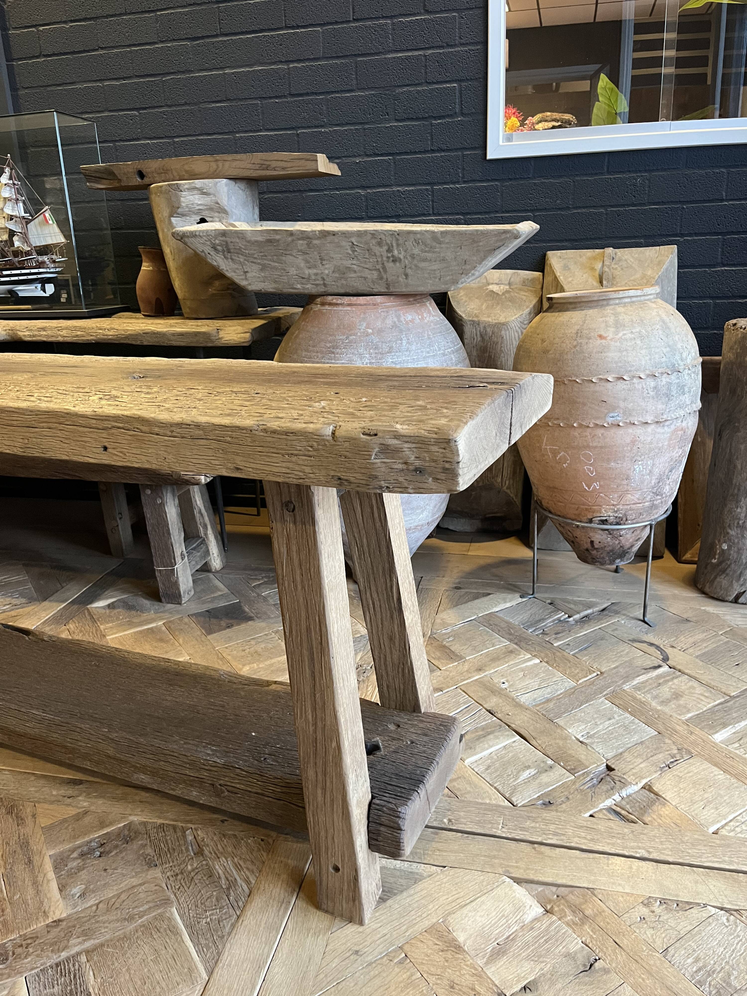 Tall console table in solid antique oak - 335cm long