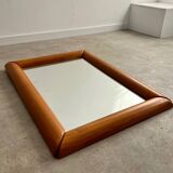 Old mirror in solid elm design from the 70s vintage brutalist style