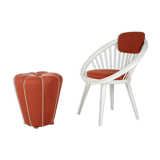 Chaise avec pouf années 1950