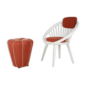 Set of lounge chair with tabouret, 1950's, 1970's