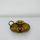 Vintage gold-plated brass cellar rat candle holder