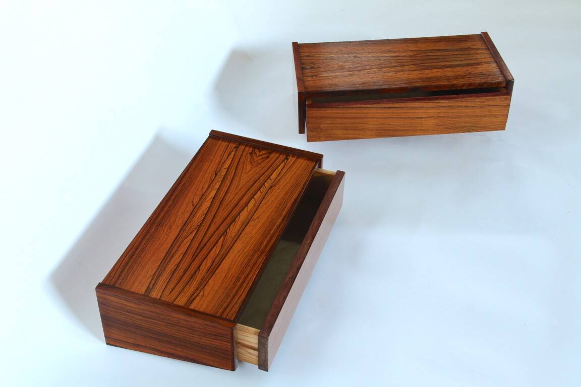 Vintage rosewood floating bedside tables. Set of two. 1960s