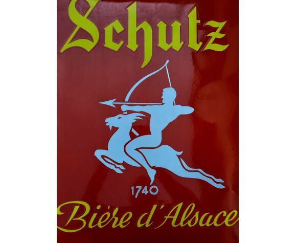 Ancient enamelled plaque "Beer Schutz Beer of Alsace" 48x69cm 40's | Selency