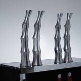 Vase bambou en métal, 1970s