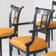 Set of 2 Black and Gold Armchairs and 4 Chairs, Empire style