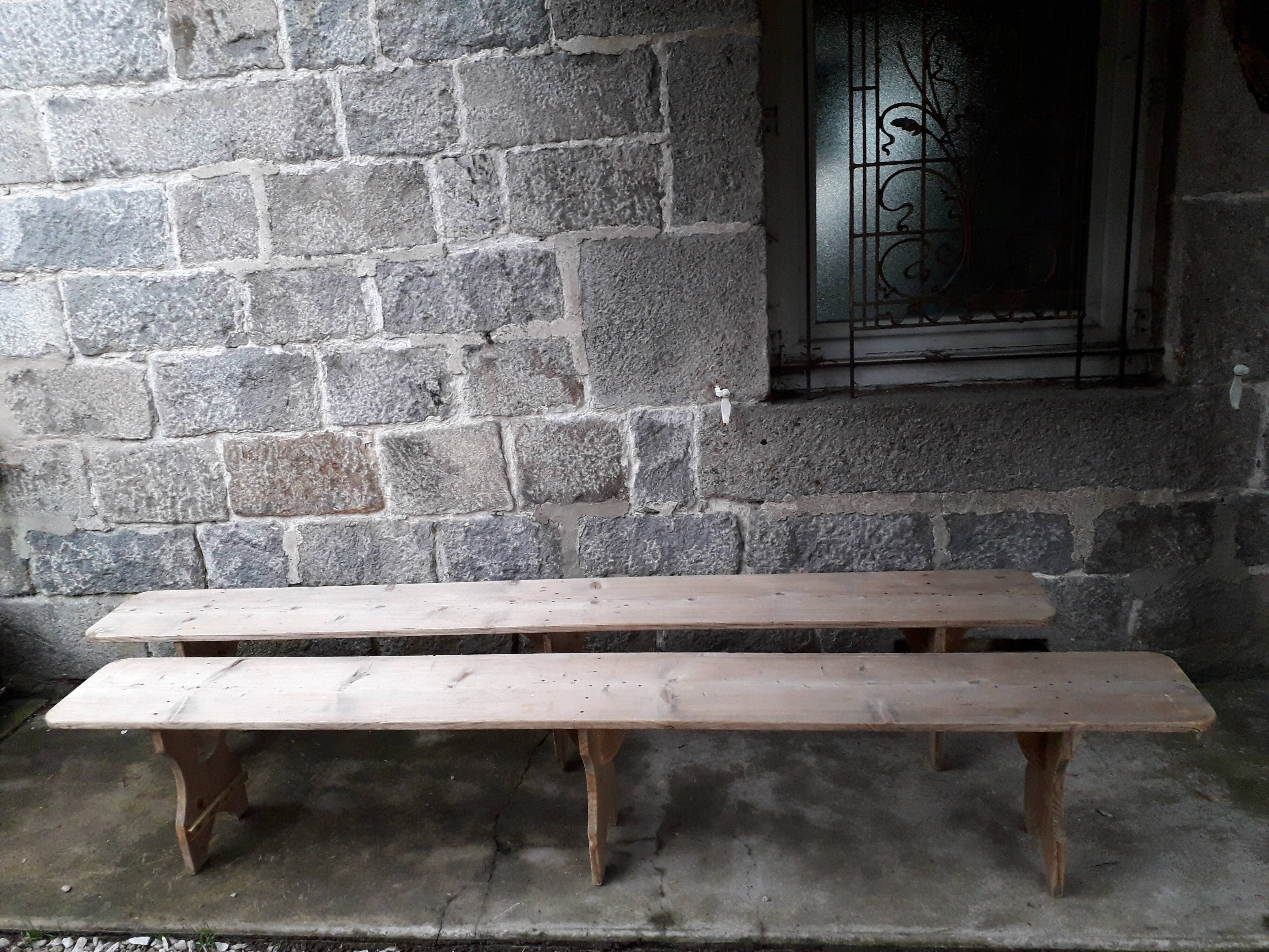 Pair of rustic benches 265 cm
